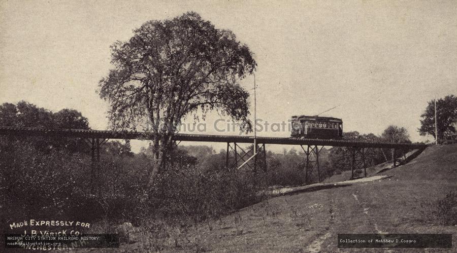 Postcard: Trestle on New Electric Line - Manchester, N.H. to Nashua, N.H.